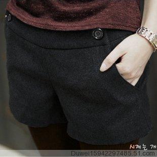 2012 autumn and winter collcction women's all-match woolen shorts boot cut jeans black and gray 2