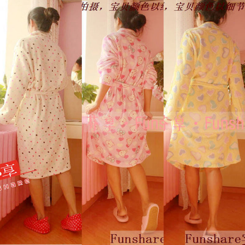 2012 autumn and winter coral fleece robe bathrobes lounge female autumn and winter lounge lengthen thickening sleepwear