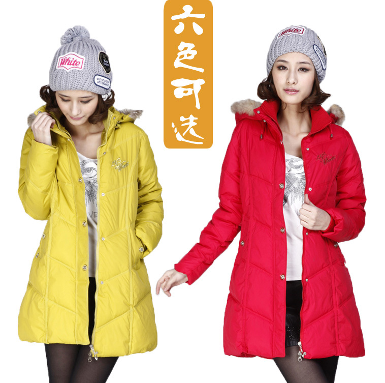 2012 autumn and winter cotton-padded jacket women's fur collar wadded jacket outerwear cotton-padded jacket medium-long wadded