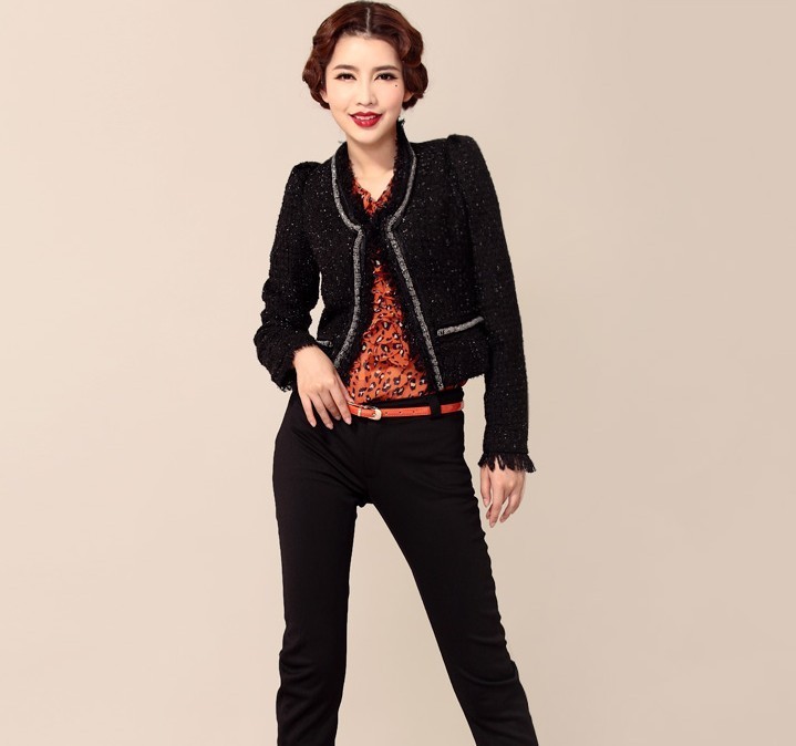 2012 autumn and winter design slim short coat small wool baiters short jacket female