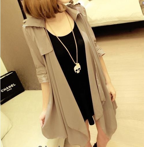 2012 autumn and winter fashion elegant slim elegant chiffon patchwork medium-long trench outerwear