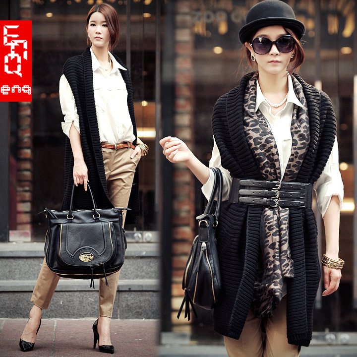 2012 autumn and winter fashion new arrival Women large lapel sleeve length thick shoulder cape type sweater outerwear cardigan