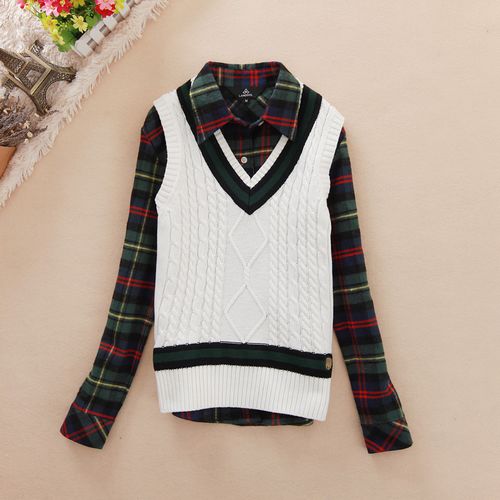 2012 autumn and winter fashion pullover solid color stripe V-neck slim female sweater wool waistcoat sweater vest