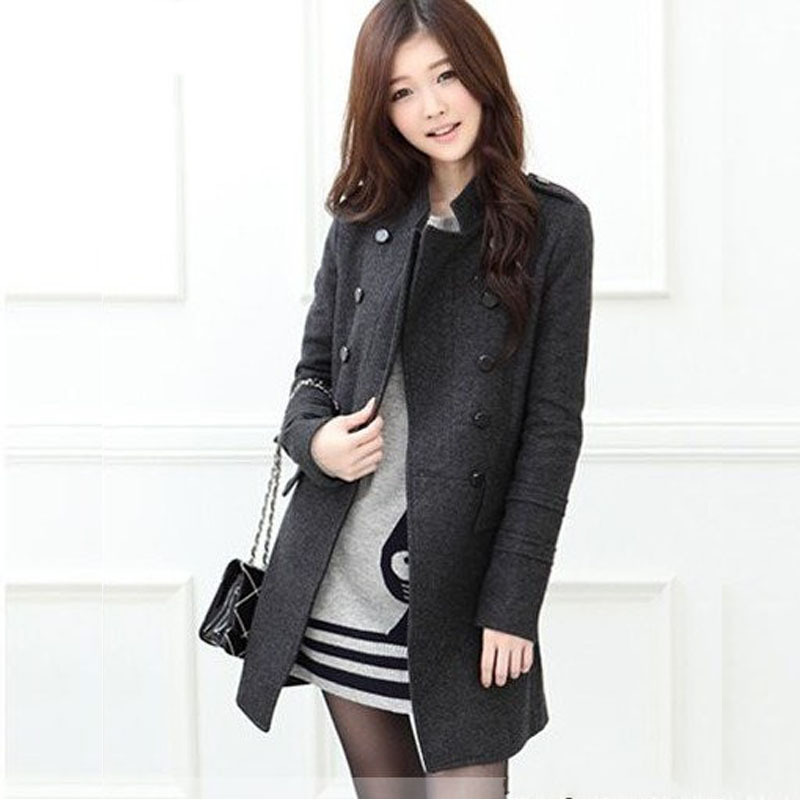 2012 autumn and winter fashion slim medium-long trench woolen outerwear overcoat female