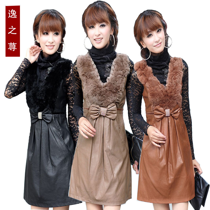 2012 autumn and winter fashion slim PU slim hip leather skirt gentlewomen sleeveless water washed leather clothing vest