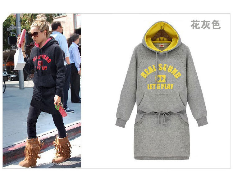 2012 autumn and winter fashion tunic Hoodie letters and cashmere sweater dress