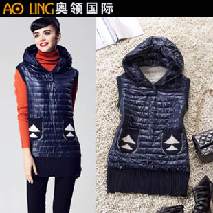 2012 autumn and winter fashion women's fashion elegant wool with a hood sleeveless pullover wadded jacket outerwear top