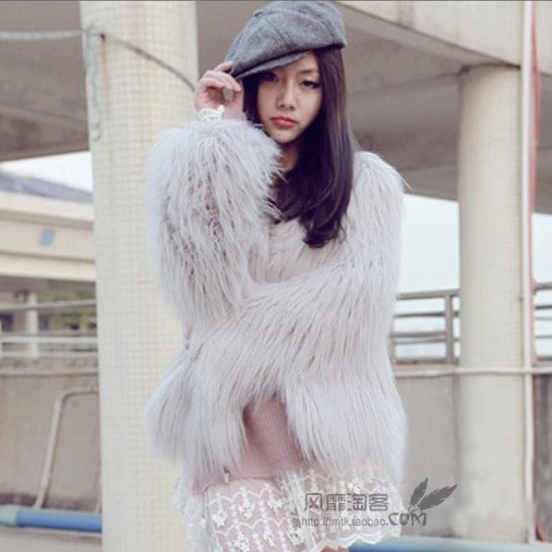 2012 autumn and winter faux outerwear female cardigan long-sleeve Light gray