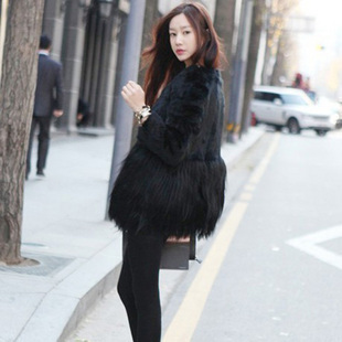 2012 autumn and winter faux outerwear female patchwork women's high quality