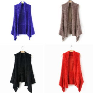 2012 autumn and winter female cardigan sweater vest plush sweater waistcoat all-match slim