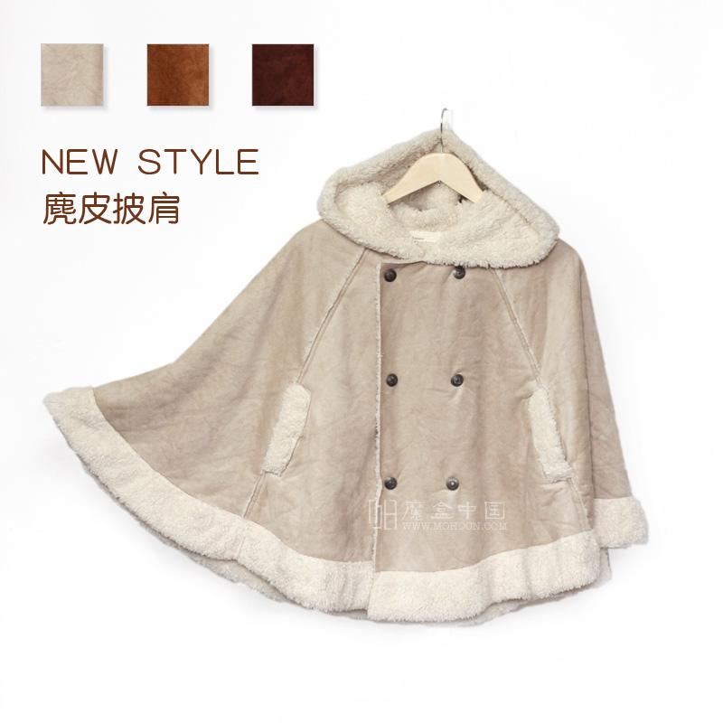 2012 autumn and winter female thickening berber fleece deerskin fleece cloak cape outerwear