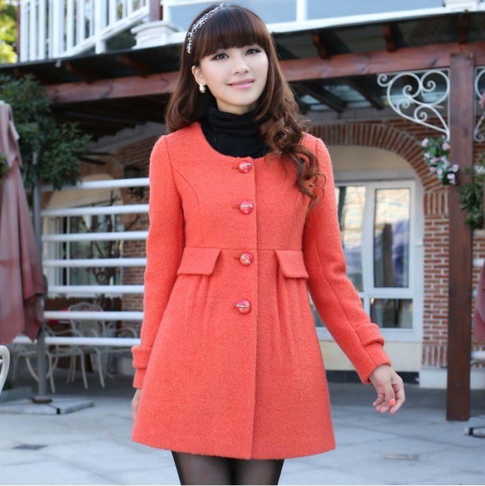 2012 autumn and winter female wool woolen overcoat outerwear trench plus size female Free Shipping