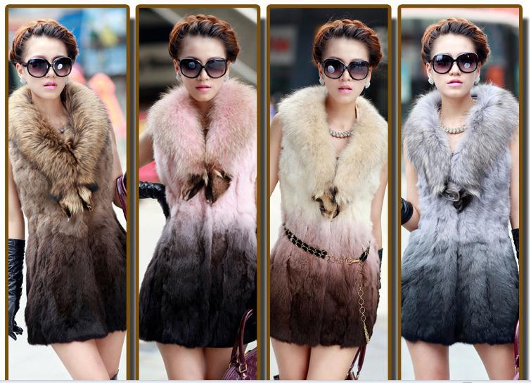 2012 autumn and winter full leather rabbit fur waistcoat raccoon fur vest fur coat