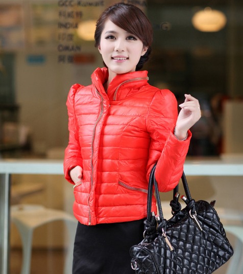 2012 autumn and winter full slim thin motorcycle loading women's short design down coat female trend