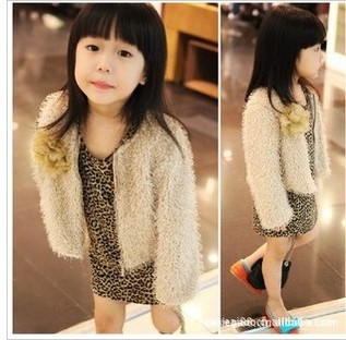 2012 autumn and winter girls clothing child zipper sweater ladies faux beige small dress outerwear