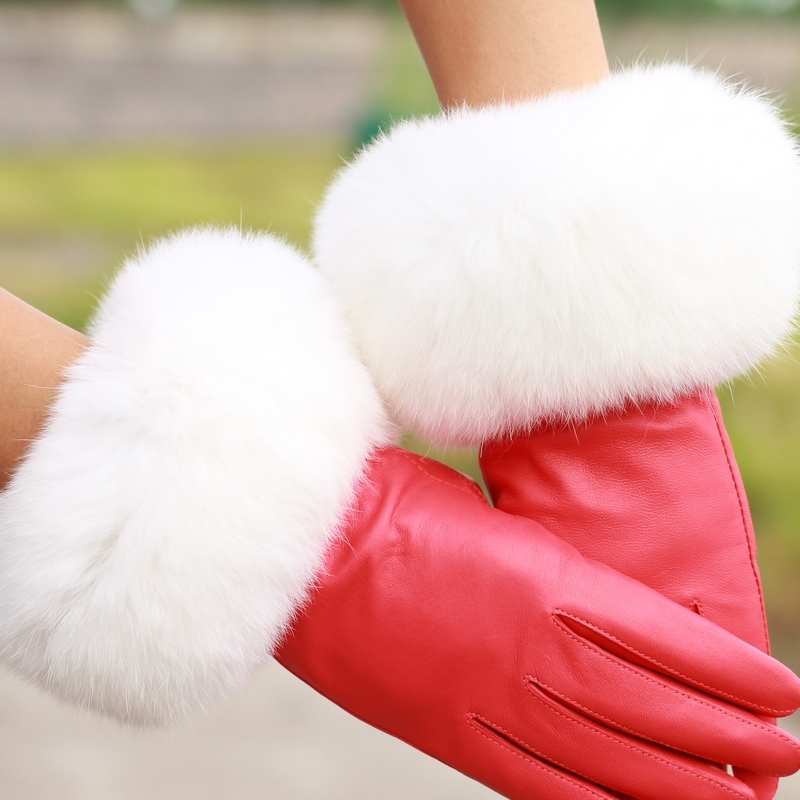 2012 autumn and winter gloves rabbit fur wool sheepskin women's genuine leather quality leather gloves