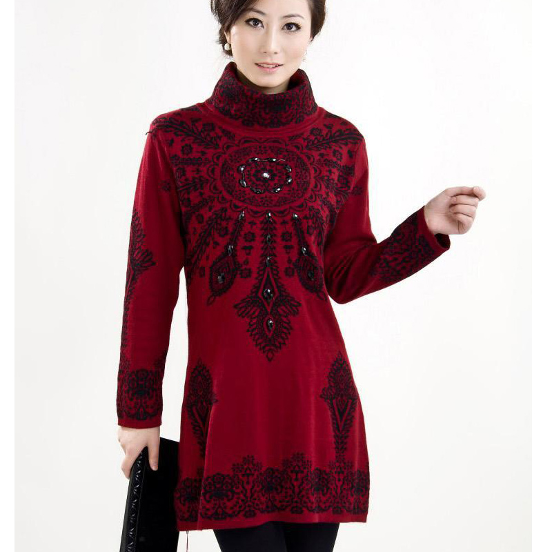2012 autumn and winter HENG YUAN XIANG women's cashmere sweater women's medium-long sweater dress sweater