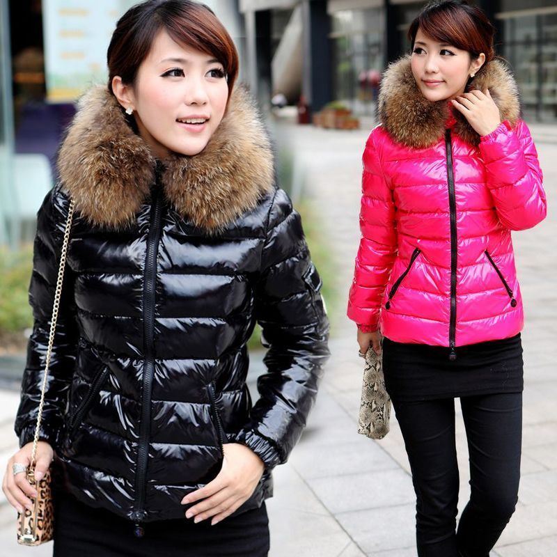 2012 autumn and winter large fur collar thickening women's short design slim thermal down coat