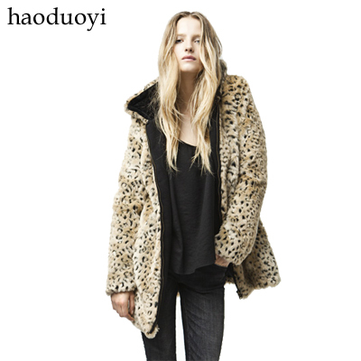 2012 autumn and winter leopard print overcoat leopard print fur coat woolen outerwear fur zipper outerwear 5 full