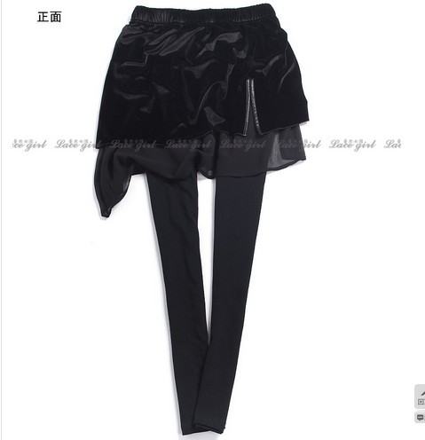 2012 autumn and winter lis gold velvet genuine leather bag thickening basic skirt trousers female