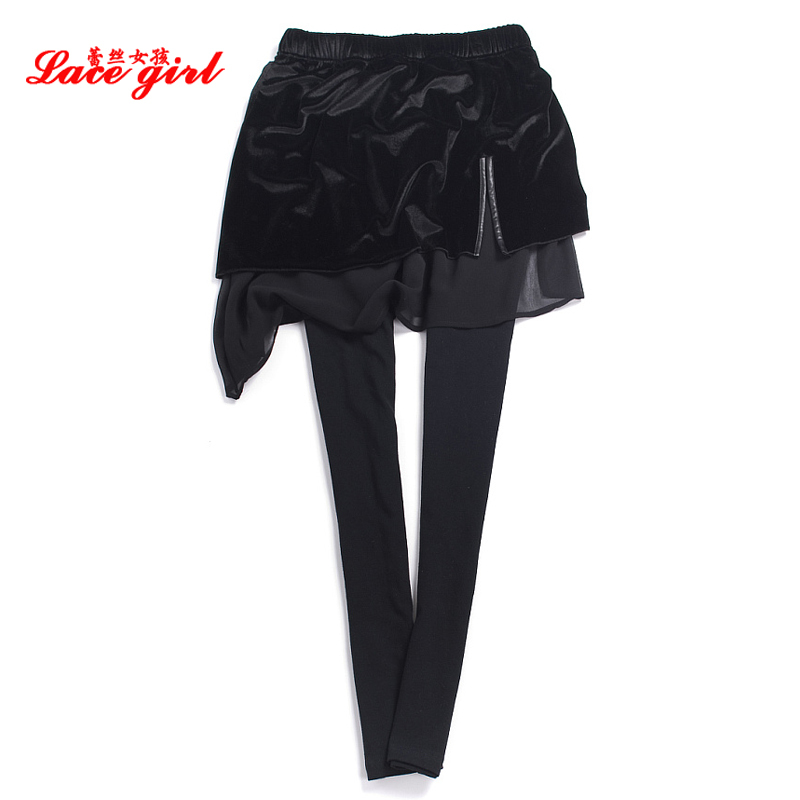 2012 autumn and winter lis gold velvet genuine leather bag thickening legging skirt trousers