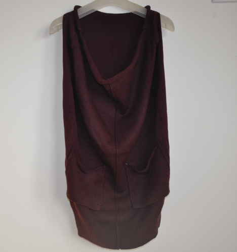 2012 autumn and winter loose basic knitted slim women's sleeveless pullover pocket sweater 356