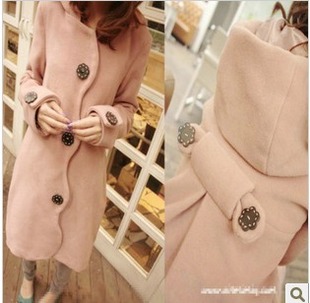 2012 autumn and winter loose plus size maternity clothing maternity outerwear with a hood thermal woolen overcoat outerwear