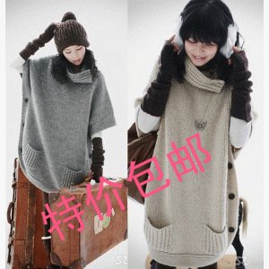 2012 autumn and winter loose vintage turtleneck medium-long double breasted female sweater outerwear