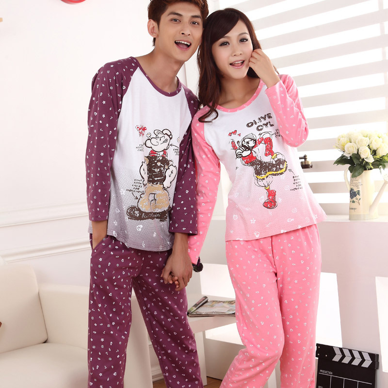2012 autumn and winter lovers lounge POPEYE long-sleeve cotton sleep set of men and women sleepwear autumn