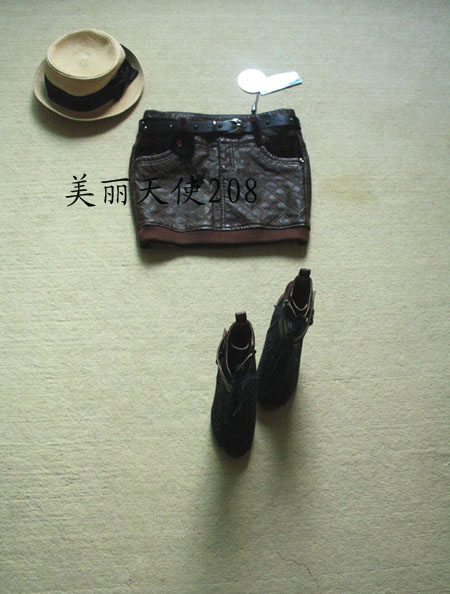 2012 autumn and winter luxury hem-stitch leather skirt half-length short skirt autumn and winter slim hip bag skirt