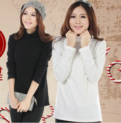 2012 autumn and winter maternity clothing 100% cotton long-sleeve turtleneck top t-shirt all-match basic shirt
