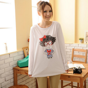 2012 autumn and winter maternity clothing mommas white long-sleeve T-shirt basic top