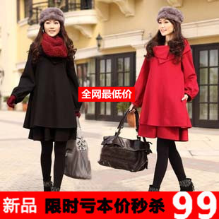 2012 autumn and winter maternity clothing trench long design cloak maternity woolen outerwear overcoat