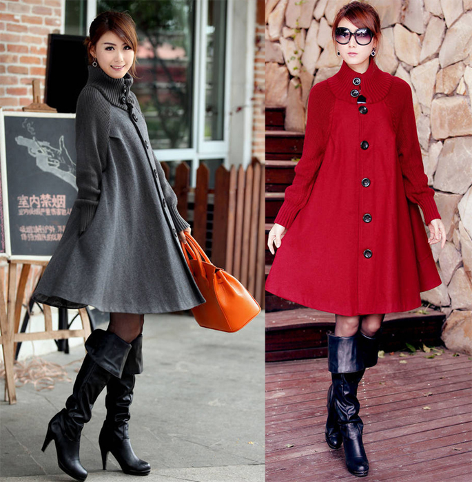 2012 autumn and winter medium-long loose plus size poncho woolen outerwear woolen maternity clothing overcoat