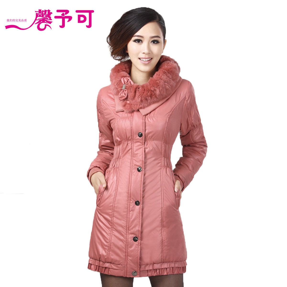 2012 autumn and winter medium-long slim fashion fur collar women's cotton clothes outerwear