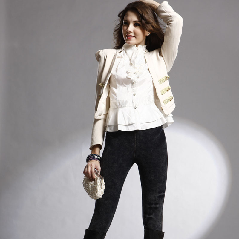 2012 autumn and winter new arrival beauty care warm pants women's legging 7135 boot cut jeans denim series