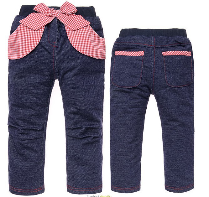 2012 autumn and winter new arrival children's clothing girls jeans bow girl trousers Free shipping~China Post Air Mail