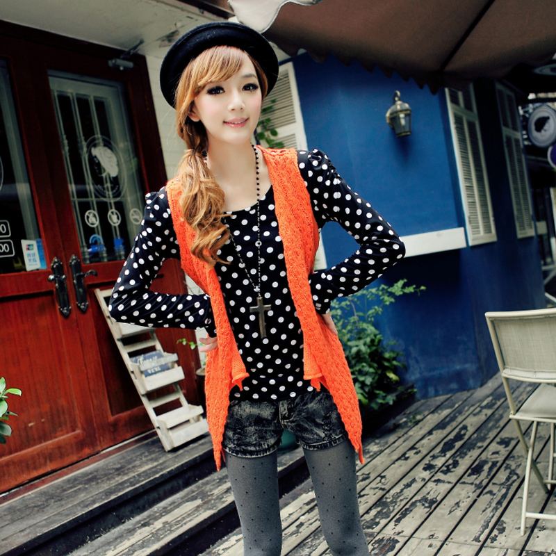 2012 autumn and winter new arrival fashion elegant women cardigan thin cutout crochet waistcoat air conditioning sweater