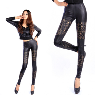 2012 autumn and winter new arrival plus size legging embossed faux leather pants skinny pants female