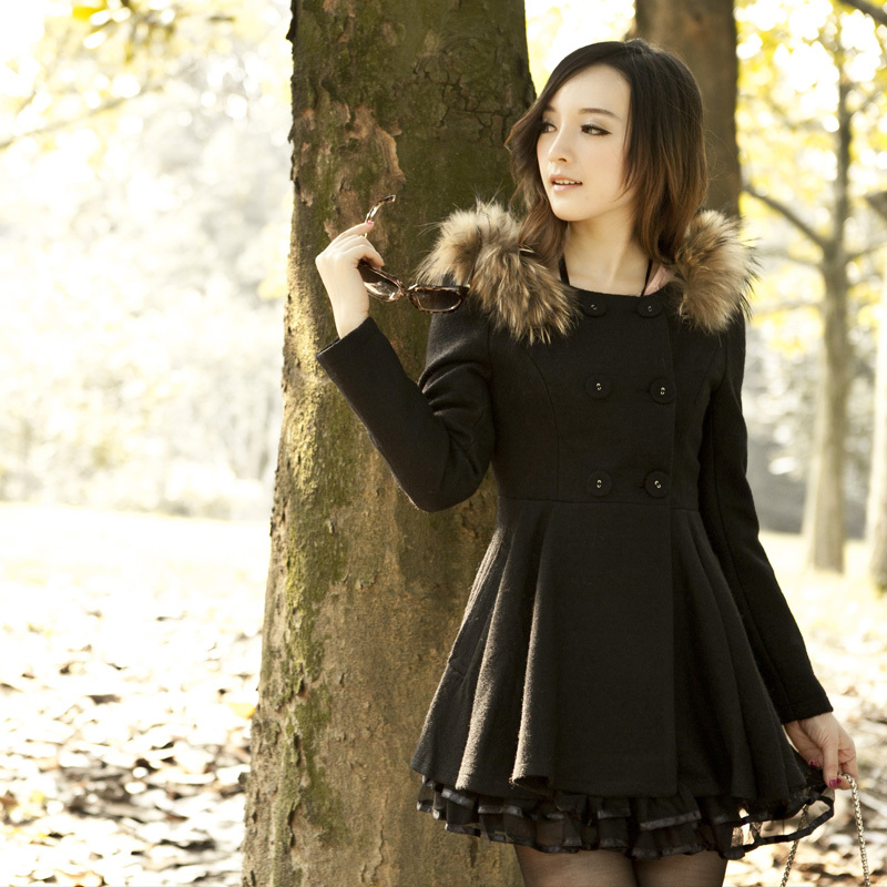 2012 autumn and winter new arrival plus size trench long design women's overcoat woolen outerwear
