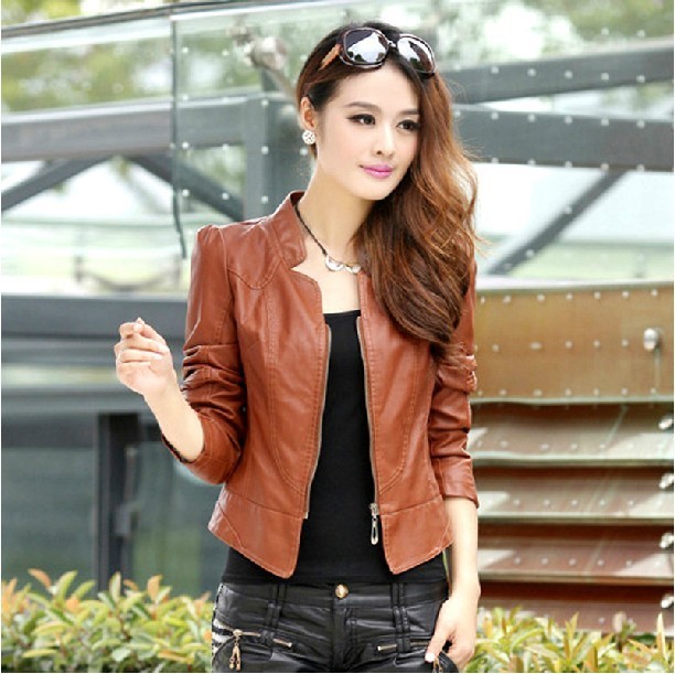 2012 autumn and winter new arrival PU outerwear jacket fashion motorcycle short design slim women's leather clothing female top