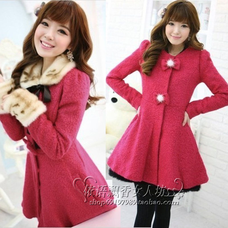 2012 autumn and winter new arrival top fur collar outerwear overcoat outerwear women's trench