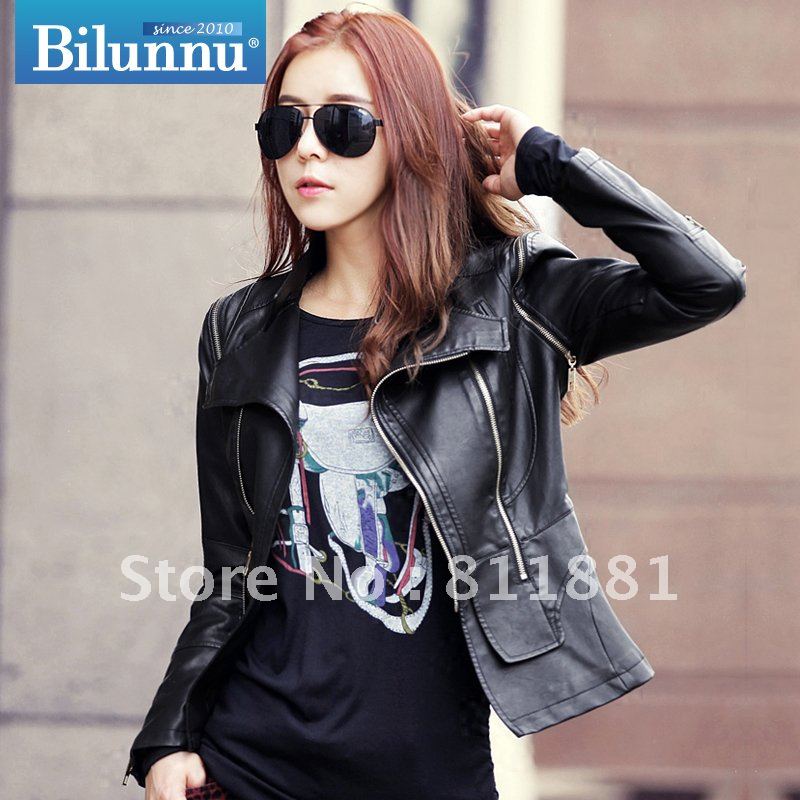 2012 autumn and winter new arrival vest dual slim outerwear women's motorcycle leather clothing 5199