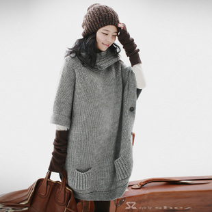 2012 autumn and winter new arrival women's basic shirt sweater outerwear batwing sleeve double breasted sweater cardigan women