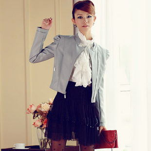 2012 autumn and winter new arrival women's suit collar side zipper elegant shorts high waist leather clothing