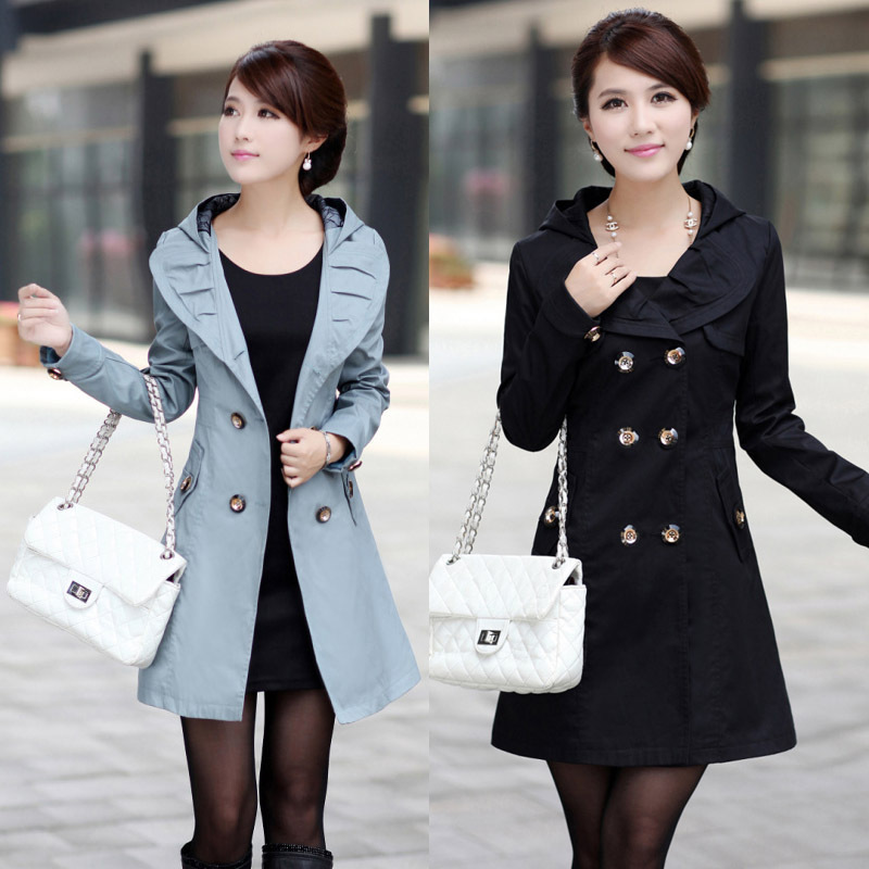 2012 autumn and winter new arrival women's trench outerwear spring and autumn casual medium-long trench female