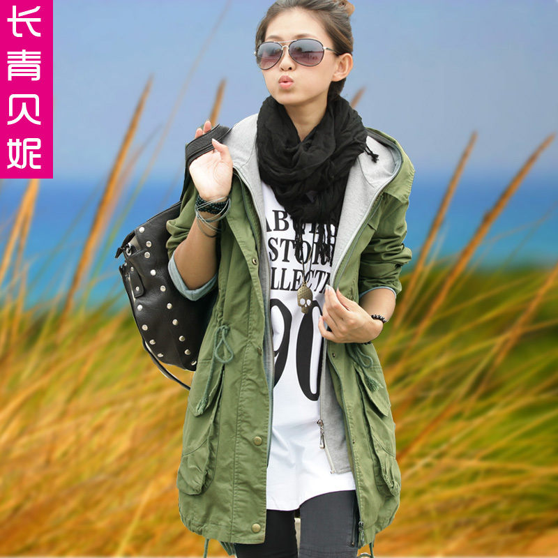 2012 autumn and winter new arrival women's trench outerwear spring and autumn casual medium-long trench female Free Shipping