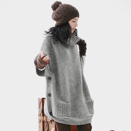 2012 autumn and winter new arrival women sweater casual loose batwing sleeve women's turtleneck sweater outerwear 1083