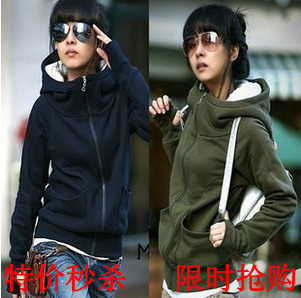 2012 autumn and winter new arrival Women tie cap long-sleeve set sweatshirt casual cardigan outerwear