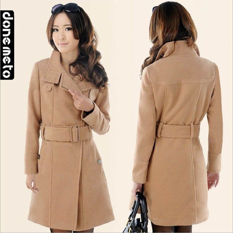 2012 autumn and winter new arrival wool coat slim women's woolen outerwear long design woolen overcoat female